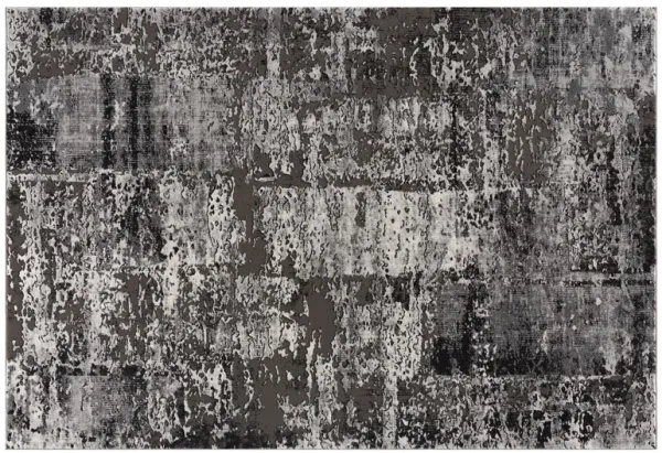 10' x 16' Abstract Washable Non Skid Area Rug - Gray Brown And Ivory