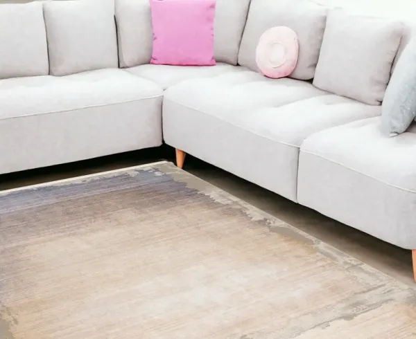 9' x 12' Abstract Washable Non Skid Area Rug - Beige And Blue