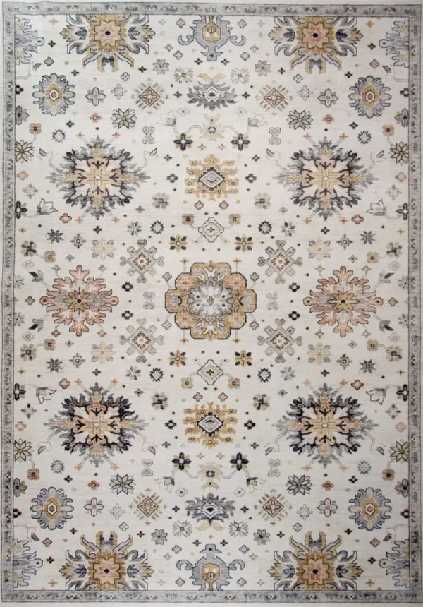 8' x 11' Floral Area Rug - Gray And Gold