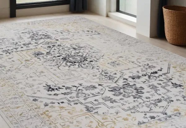5' x 8' Oriental Area Rug - Gray And Gold