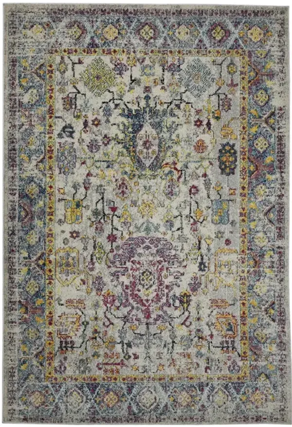 8' Floral Power Loom Runner Rug - Gray