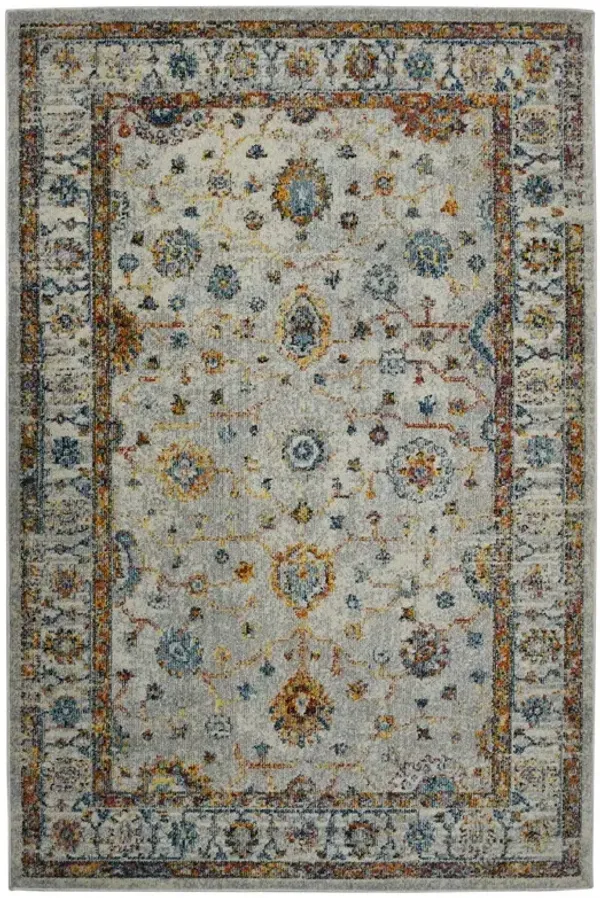 8.8' x 11.8' Floral Power Loom Area Rug - Orange And Ivory