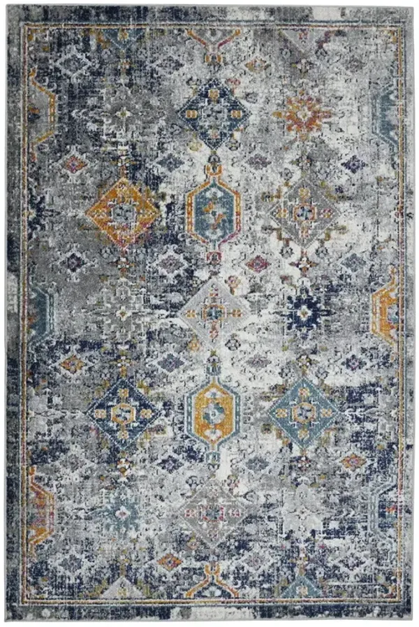 8' x 11' Geometric Power Loom Area Rug - Blue And Orange