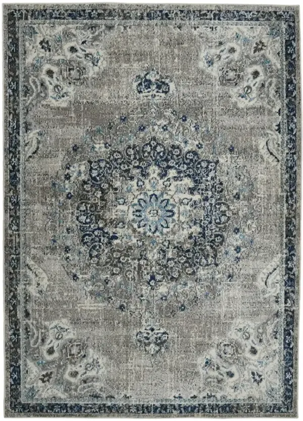 5' x 7' Medallion Power Loom Area Rug - Teal Blue