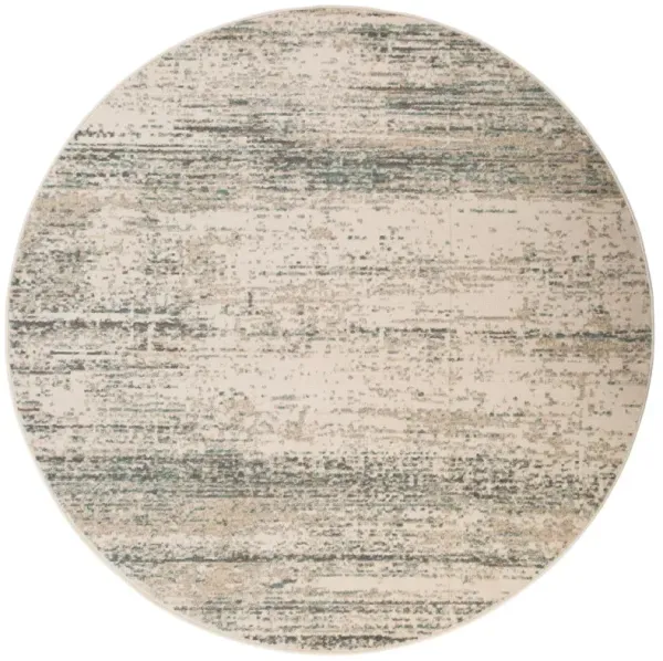 8' Abstract Power Loom Round Rug - Gray And Ivory