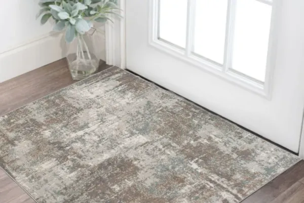 2' x 3' Brown Abstract Power Loom Area Rug - Gray And Light