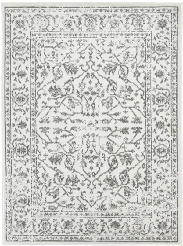 10' Gray Floral Power Loom Runner Rug - Gray And Light