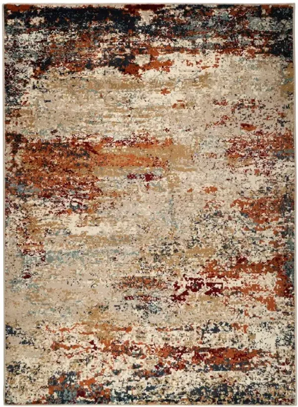 9' x 12' Abstract Power Loom Area Rug - Orange And Black