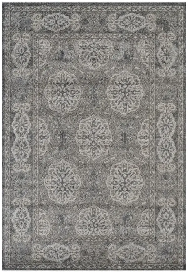 9' x 12' Medallion Power Loom Area Rug - Charcoal And Gray