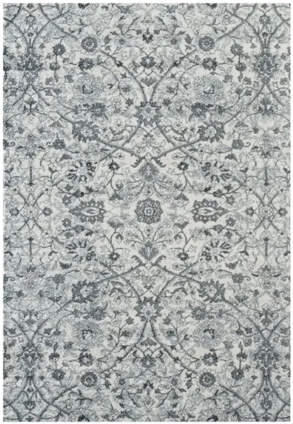 5' x 8' Floral Power Loom Area Rug - Charcoal And Gray
