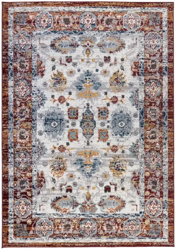 10' Floral Power Loom Runner Rug - Ivory Brown And Orange