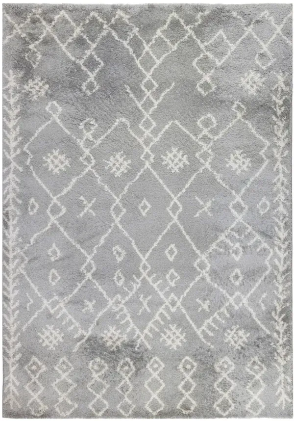 8' x 12' Geometric Shag Area Rug - Gray And Ivory
