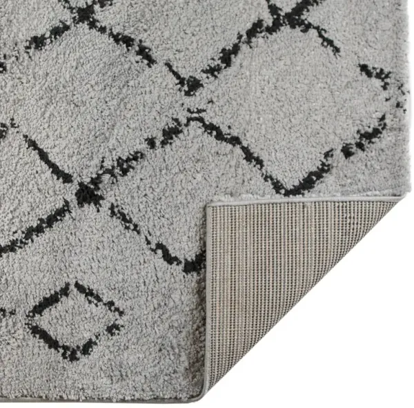 8' x 12' Geometric Shag Area Rug - Black And Gray