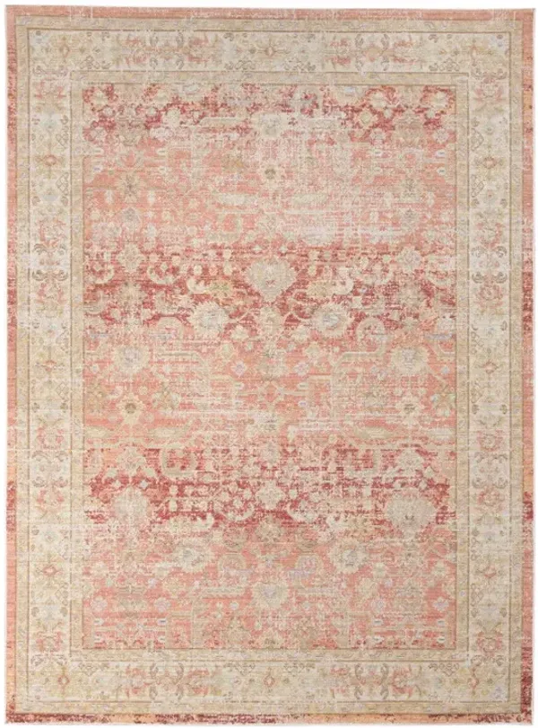 5' x 8' Floral Power Loom Area Rug - Salmon And Tan