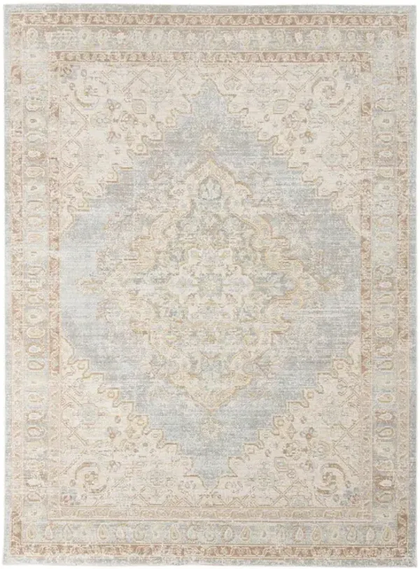 5' x 7' Medallion Power Loom Area Rug - Beige And Gray