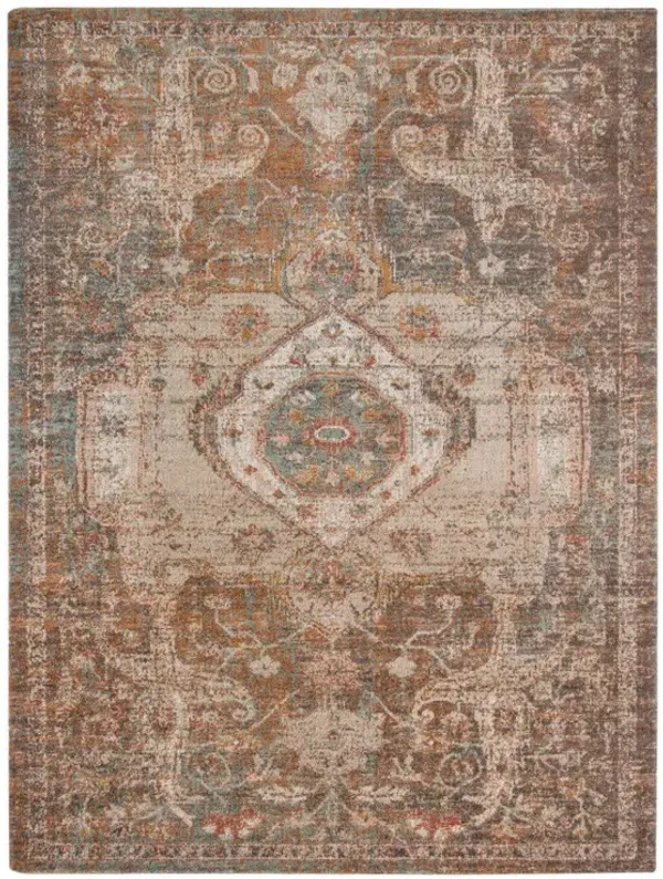 7' x 9' Medallion Power Loom Area Rug - Beige Gray And Taupe