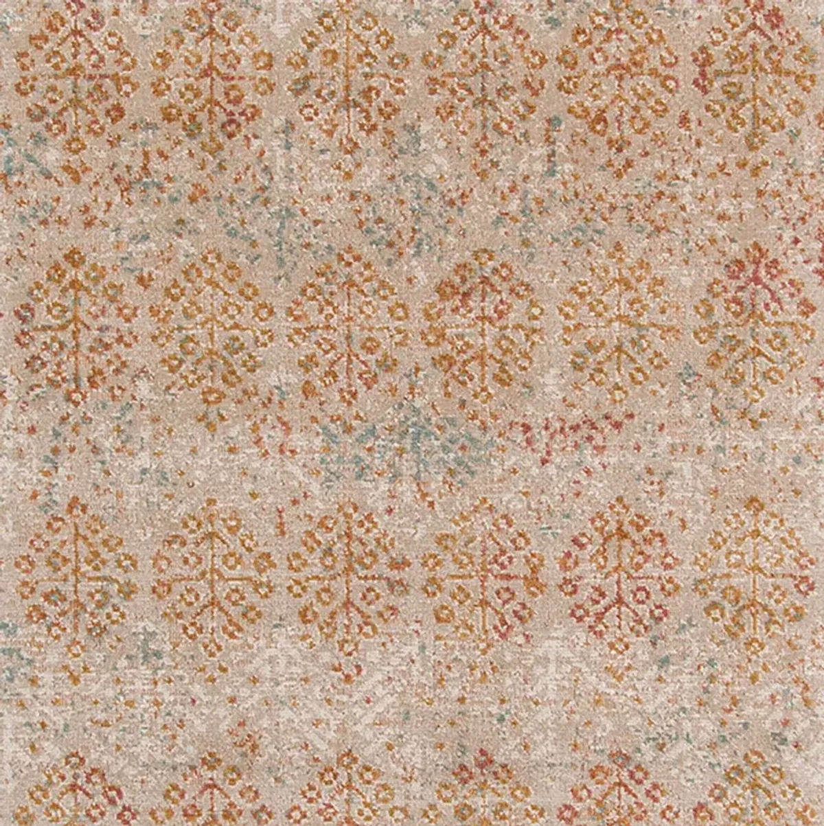 6' Southwestern Power Loom Round Rug - Beige And Orange