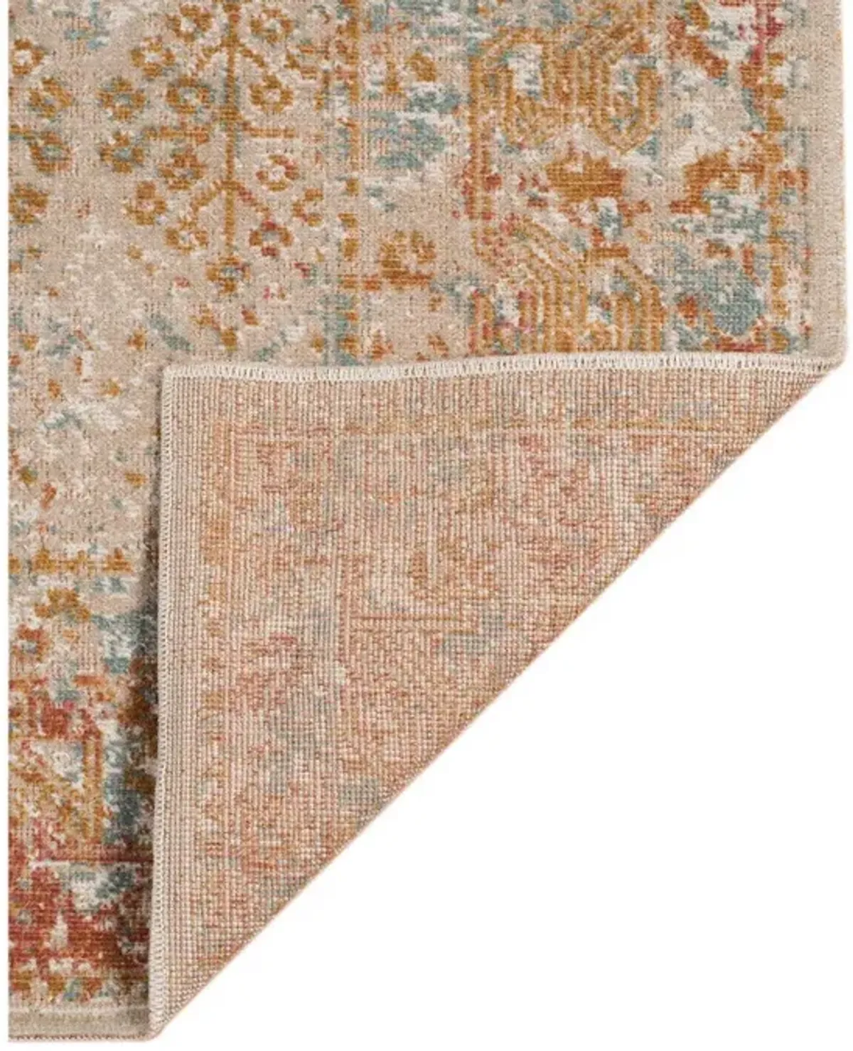 6' Southwestern Power Loom Round Rug - Beige And Orange