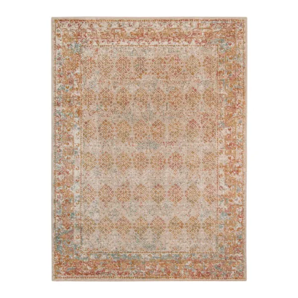2' x 3' Southwestern Power Loom Area Rug - Beige And Orange