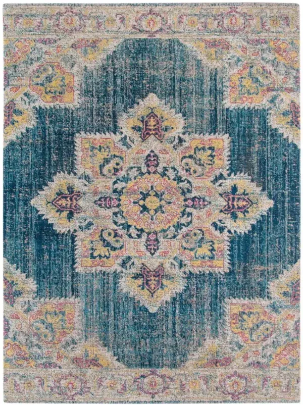 10' x 14' Medallion Power Loom Area Rug - Yellow And Navy