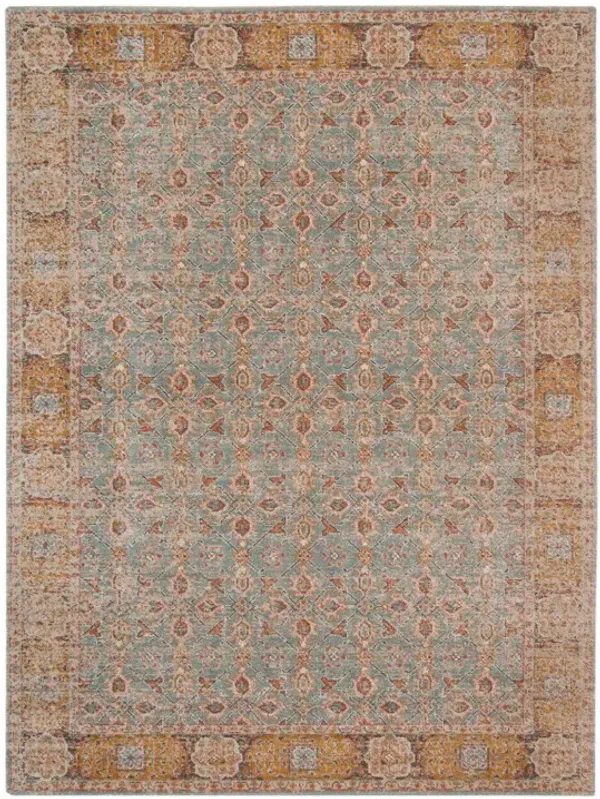 7' x 9' Floral Power Loom Area Rug - Teal Red And Orange