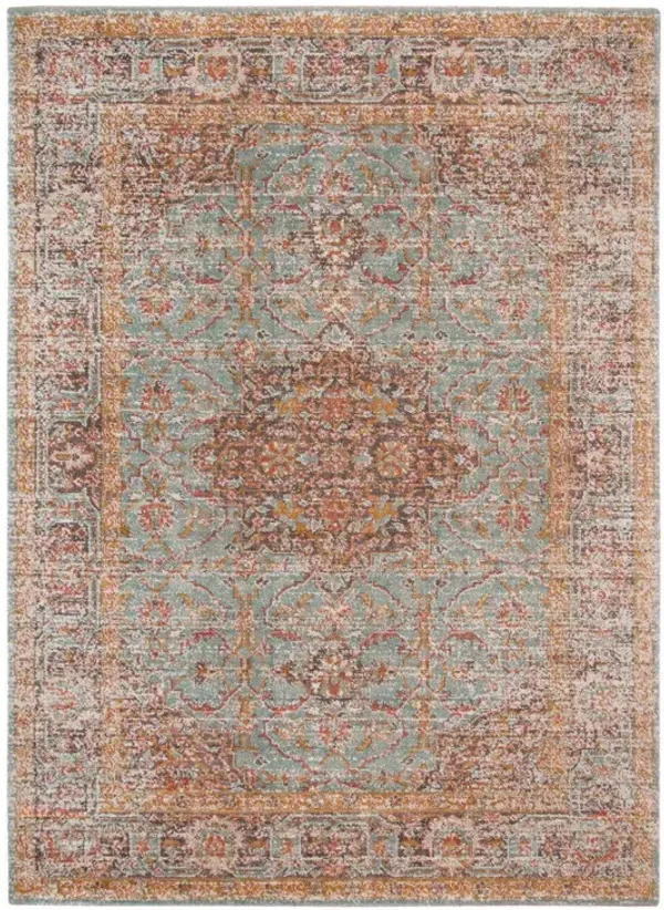 9' x 12' Medallion Power Loom Area Rug - Teal Red And Orange