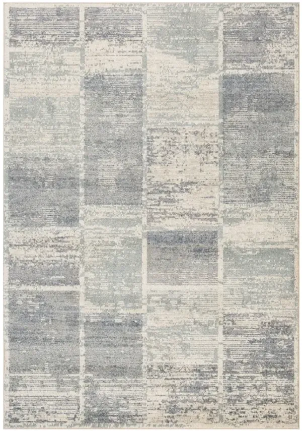 5' x 8' Blue Geometric Power Loom Area Rug - Gray And Light