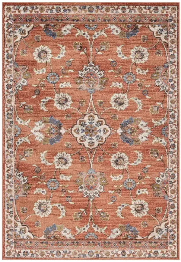 9' x 12' Floral Power Loom Area Rug - Ivory Blue And Orange