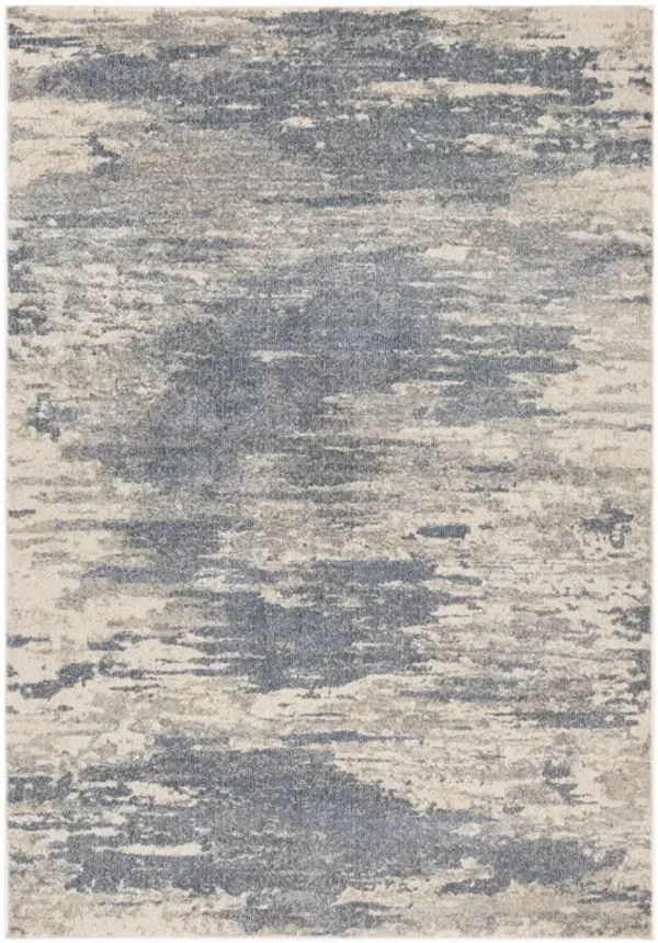 7.8' x 10.2' Abstract Power Loom Area Rug - Ivory Blue And Gray