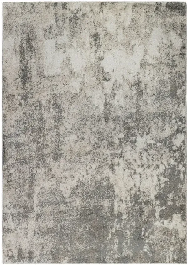 4' x 6' Abstract Power Loom Area Rug - Beige Ivory And Gray