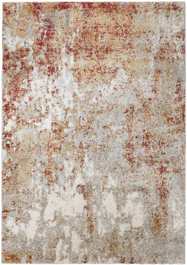 5' x 8' Abstract Power Loom Area Rug - Ivory Red And Cream