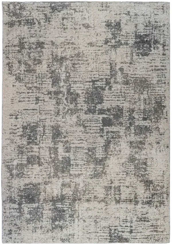 9' x 12' Abstract Power Loom Area Rug - Gray And Beige