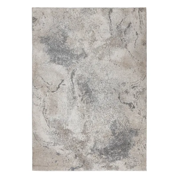 5' x 8' Abstract Power Loom Area Rug - Cream And Gray