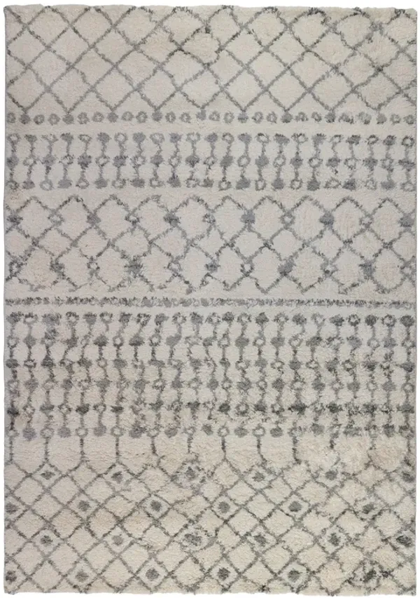 2' x 3' Southwest Geometric Shag Area Rug - Gray And Ivory