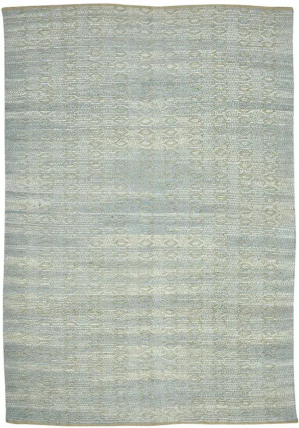 8' x 10' Geometric Flatweave Handmade Area Rug - Light Blue And Tan