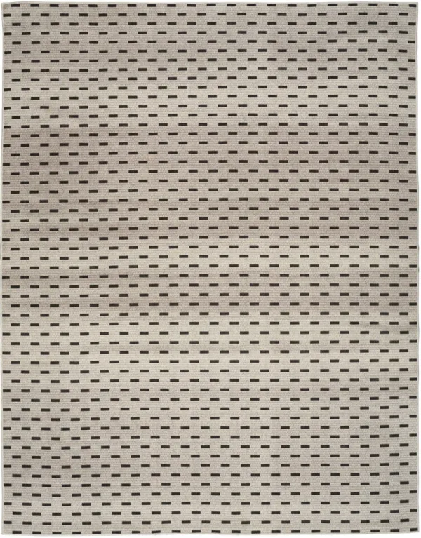 6' x 9' Geometric Power Loom Washable Non Skid Area Rug - Ivory And Brown