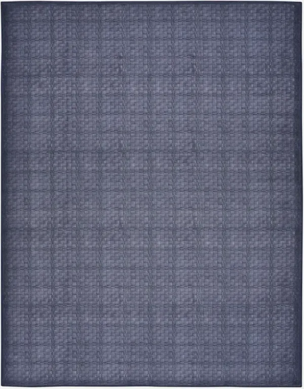 8' x 10' Geometric Power Loom Washable Non Skid Area Rug - Blue And Gray