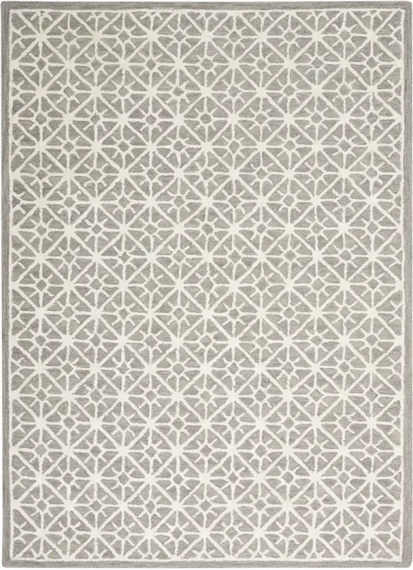 5' x 7' Geometric Hand Tufted Area Rug - Gray And Ivory