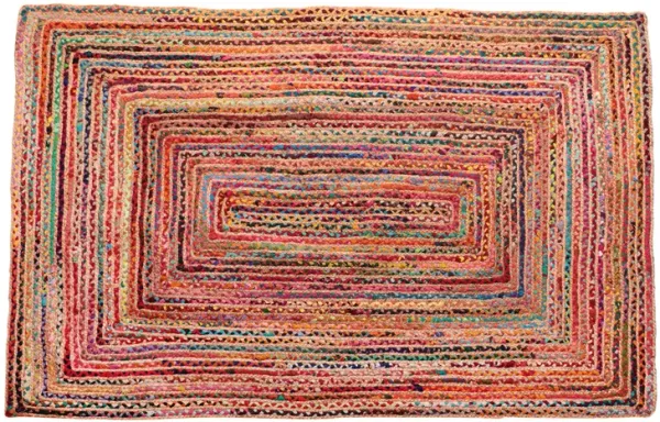 3' x 5' Geometric Hand Braided Area Rug - Tan