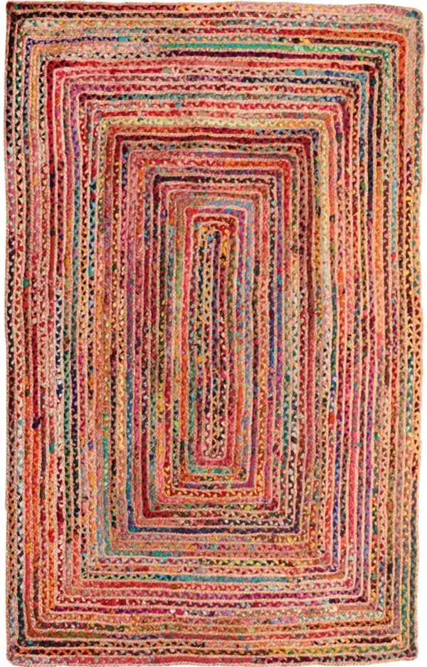 5' x 7' Geometric Hand Braided Area Rug - Tan