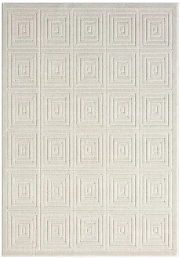 8' x 10' Geometric Polypropylene Area Rug - Ivory