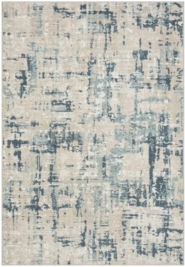 8' Abstract Polypropylene Runner Rug - Gray