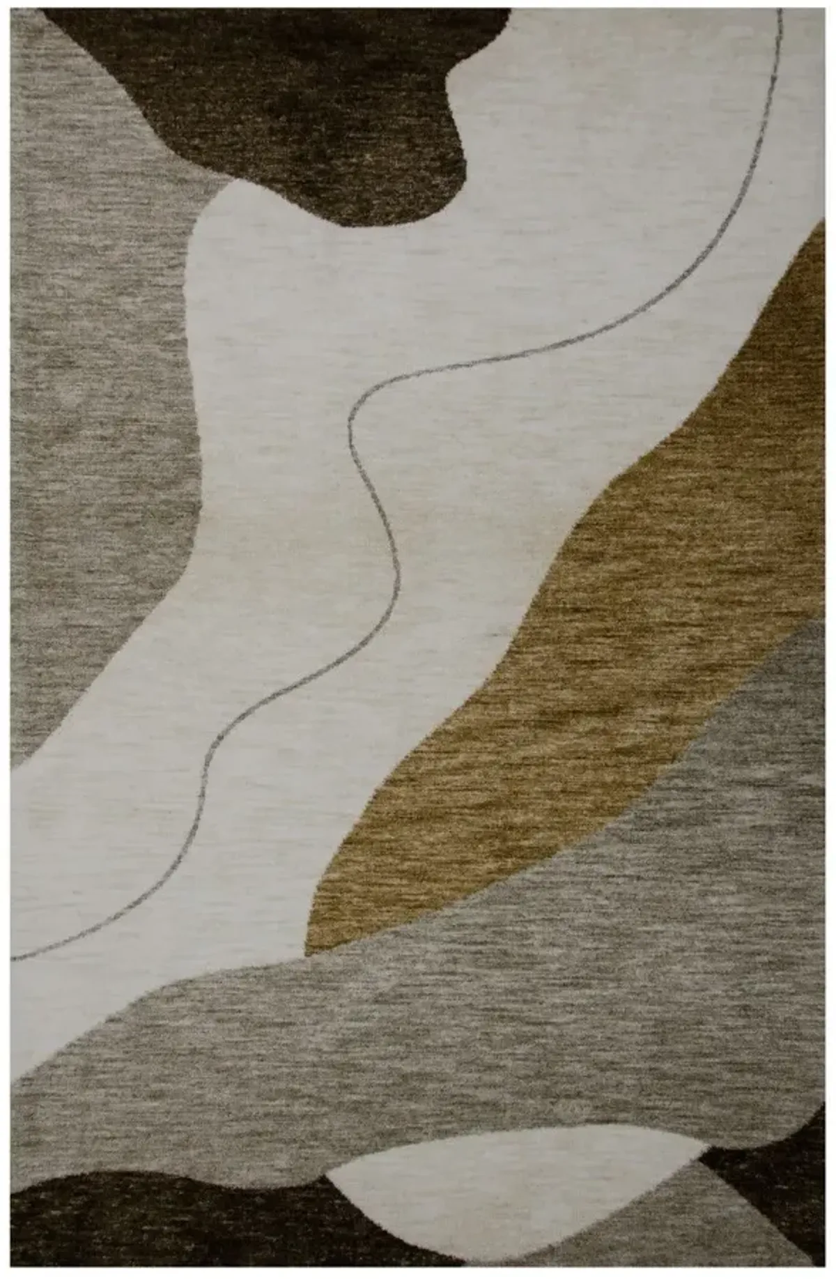 7.8' x 10.8' Abstract Power Loom Distressed Non Skid Area Rug - Beige And Brown