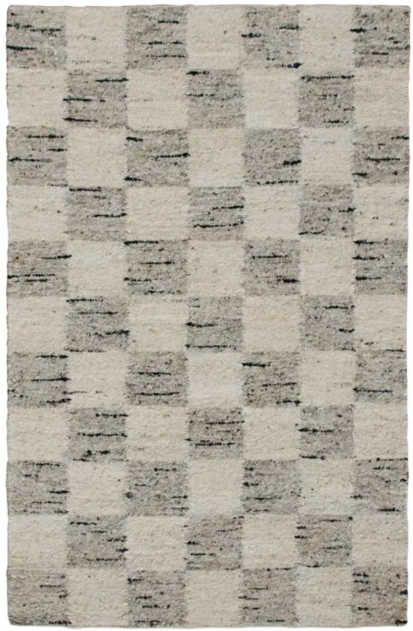 5' x 8' Wool Checkered Hand Woven Area Rug - Beige