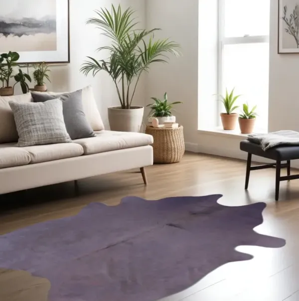 6' x 7' Hand Knotted Area Rug - Lavender Cowhide
