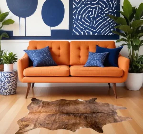 5' x 7' Hand Knotted Area Rug - Brown Cowhide