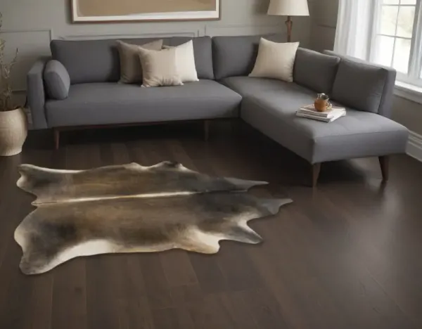 5' x 7' Cowhide Hand Knotted Area Rug - Dark Brown