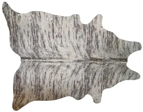 6' x 7' Cowhide Striped Hand Knotted Area Rug - Ivory And Gray