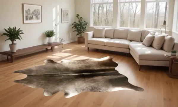 5' x 7' Hand Knotted Cowhide Area Rug - Brown Cowhide