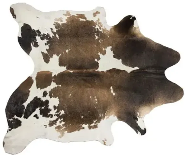 5' x 7' Cowhide Hand Knotted Area Rug - Dark Brown And White